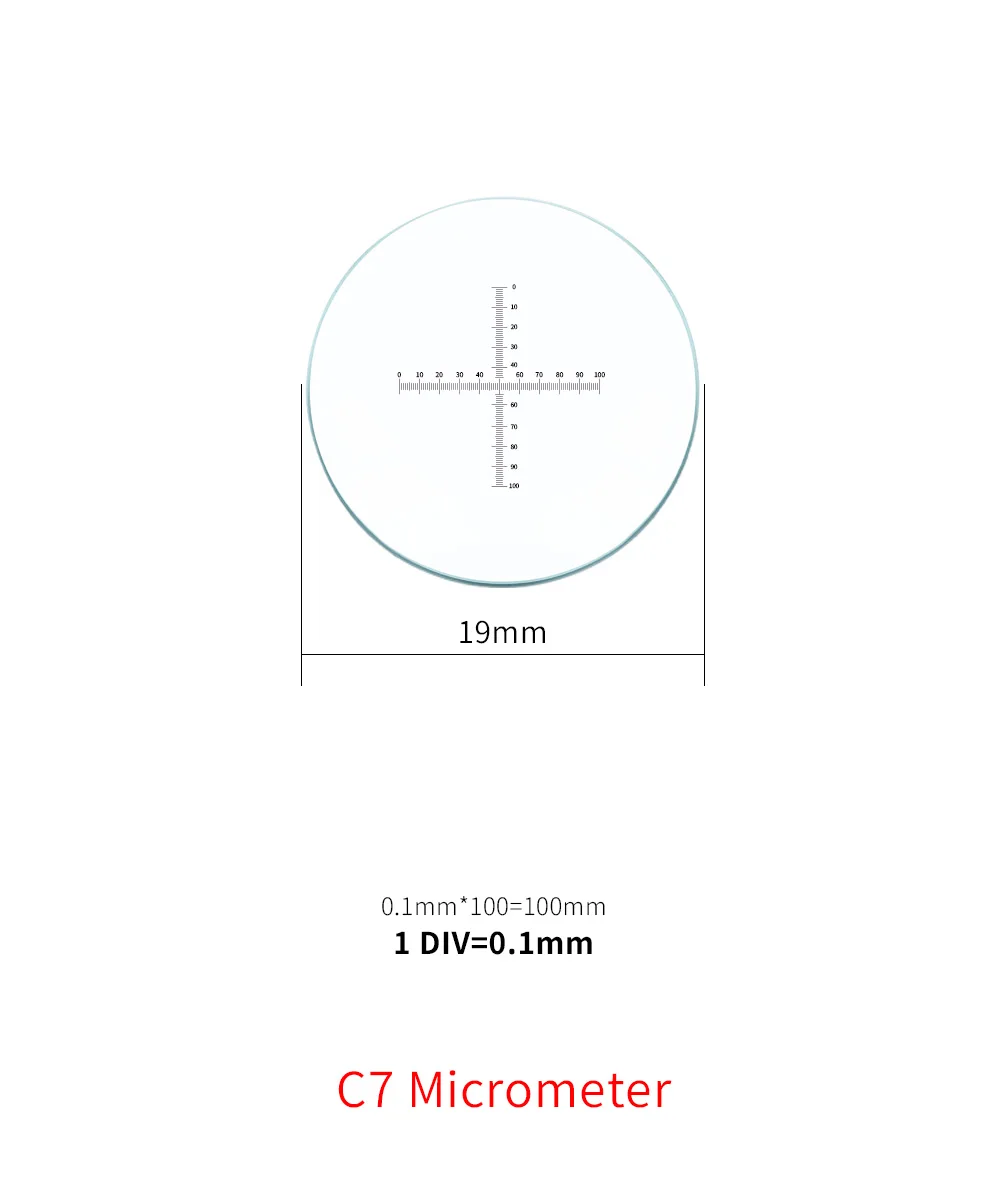 0.05 Mm Feet Shaped Eyepiece Graticule Measuring Glass Eyepiece Micrometer Ocular Reticle Foot Shaped Eyepiece Ruler Slides Diameter 19mm