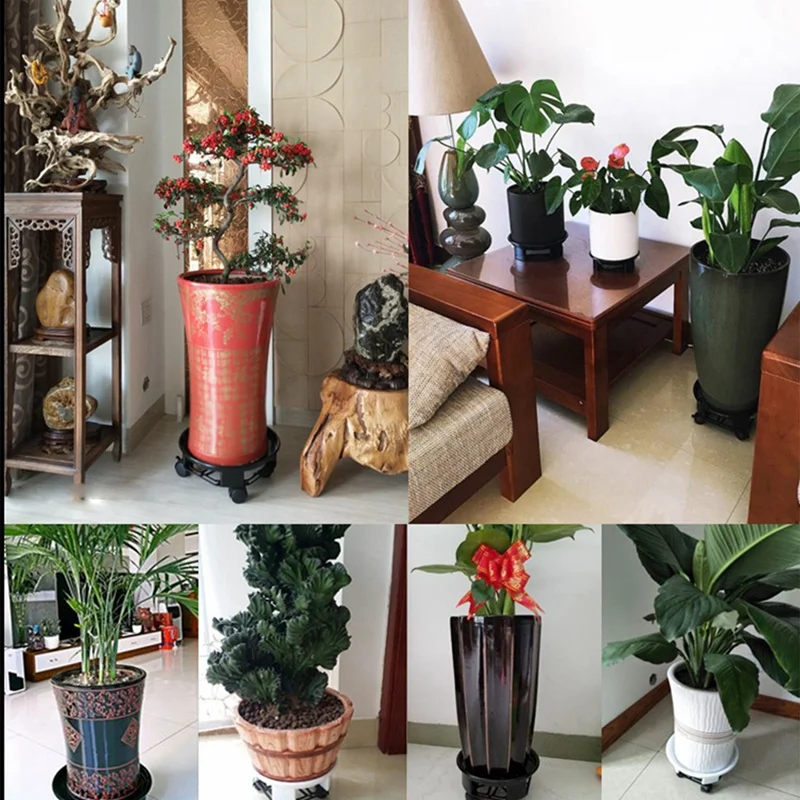 

Plant Stand On Wheels With Water Tray, Round Flower Pot Platform With Casters, Convenient Plant Mover