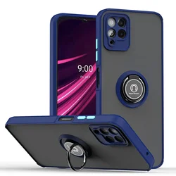 Armored Matte Case with Magnetic Ring Holder and Stand - Shockproof Protection Cover for Revvl 6x Pro 5G (Dark Blue)