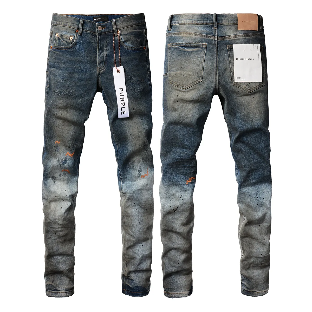 

Purple Brand Jeans Fashion high quality High Street Heavy Industries Oil and Paint Used Repair Low Rise Skinny Denim Pants