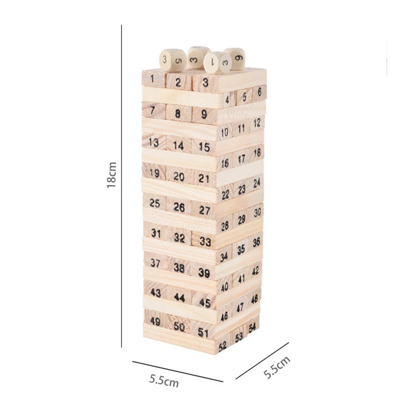 54PCS Wooden Stack High Game Blocks Toy Classic Balance Brain Game Toy Intelligence Educational toys For Kids Children Boy Gift - 6
