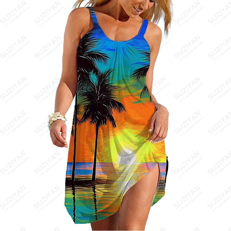 

Ladies Hawaii Beach Party Dress Dress Summer New Women's Sexy Dress Retro Street Fashion Dress High -quality Suspender Dress