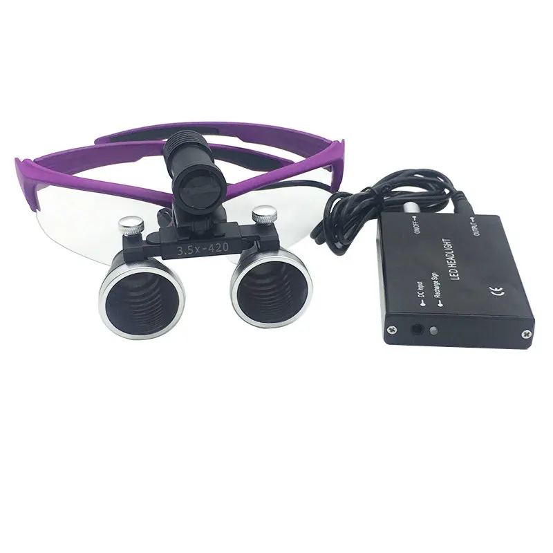 Dental Loupe Magnifier Binocular Magnifier Surgical Operation Loupe with  Spotlight Head Light 3.5 X 420 mm with Storage Box