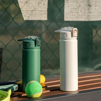 600/750ML Insulated Cup 304 Stainless Steel Water Bottle with Straw Portable Sport Vacuum Flask Sports Outdoor Drinking Utensil 1
