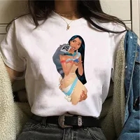 Princess T Shirt Printed Pocahontas and Meeko T Shirt Graphic Tops Women Aesthetic T-shirt Female Tees Harajuku for Women 1