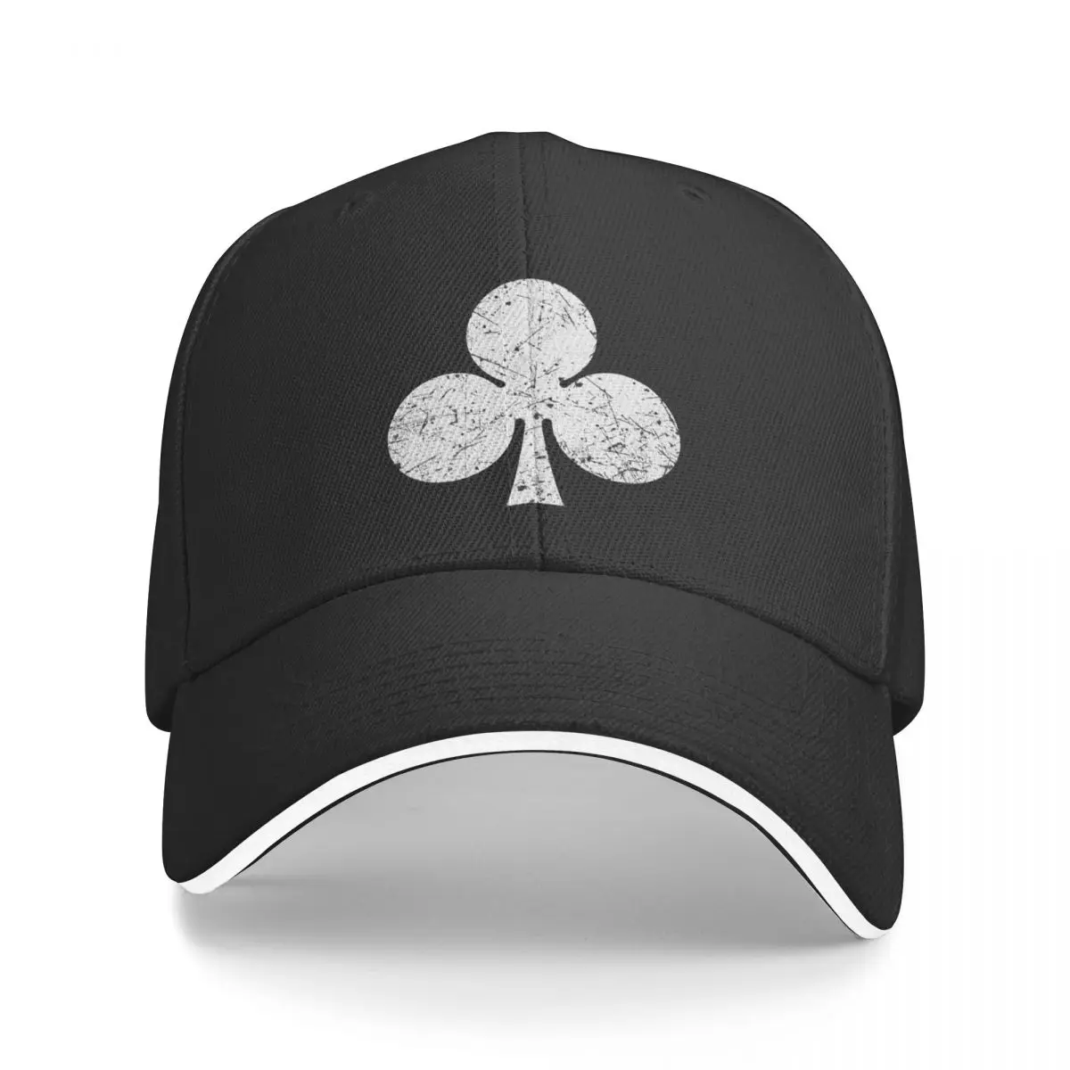 

Clubs Sign Playing Cards Clover White Baseball Cap birthday Fashion Beach Hood funny hat For Man Women's