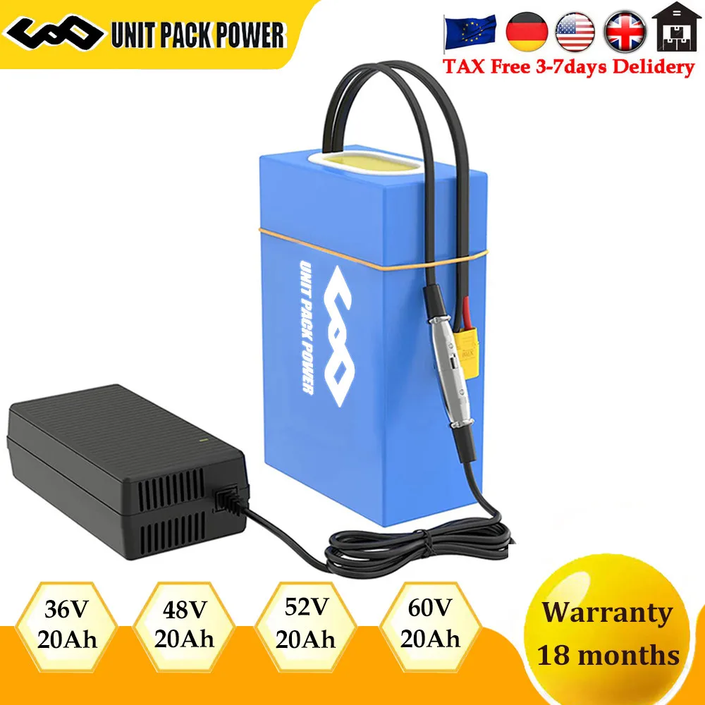 48V 72V 60V 36V 20Ah Batteria Ebike Pvc 52V 24Ah Batteria Escooter Per Bicicletta Elettrica 2000W 1800W 1500W 1000W 750W 500W