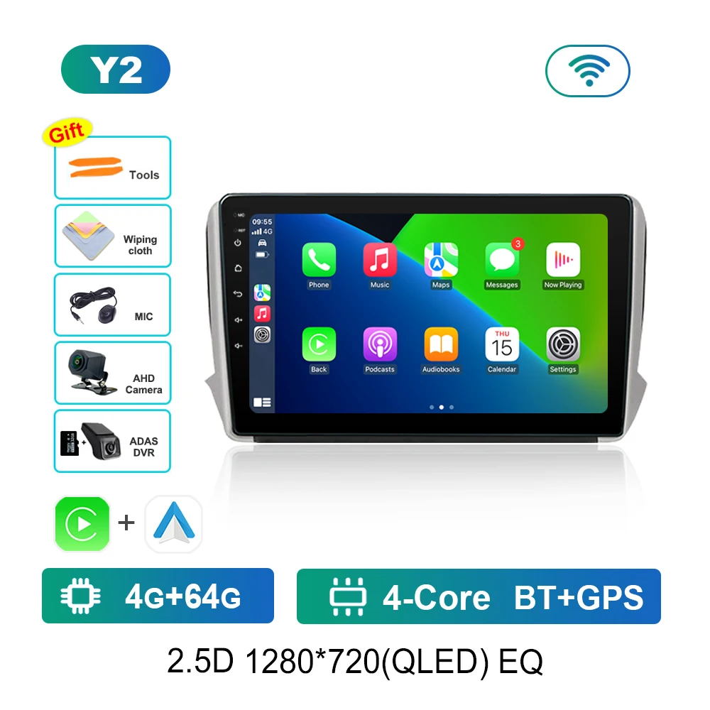 4 64G Car Stereo Radio For Peugeot 208 2008 2013-2017 Head Unit, 10 Inch Touchscreen Car Radio For Peugeot 208 Radio Upgrade With Carplay Wireless Android 2 Din GPS Navigation WiFi Bluetooth FM - View #10