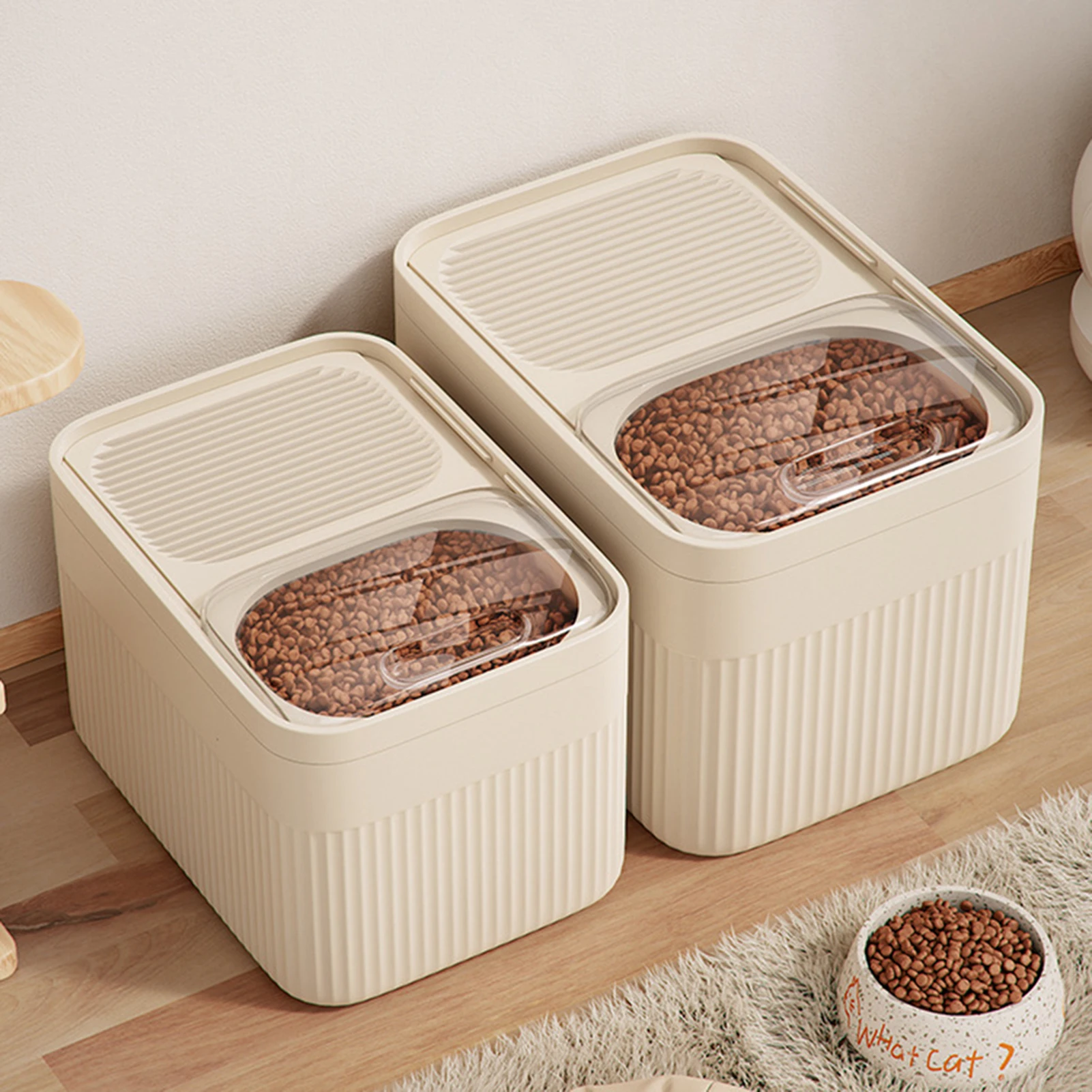 Dog Food Storage Container 5/10/15L Large Capacity Transparent Pet Food Bucket Box Moisture Proof Dog Cat Dry Food Bin