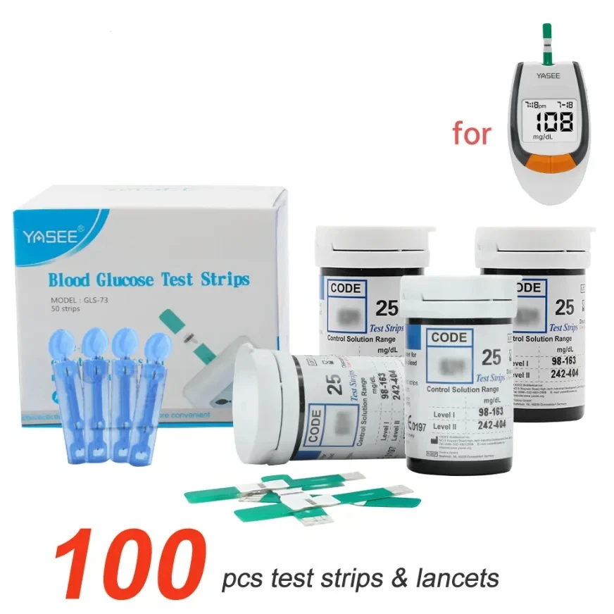

YASEE GLM-77 GLS-77 Blood Glucose 100Pcs Test Strip + 100Pcs Lancet bloed glucose test strip yasee gls-77 health monitor