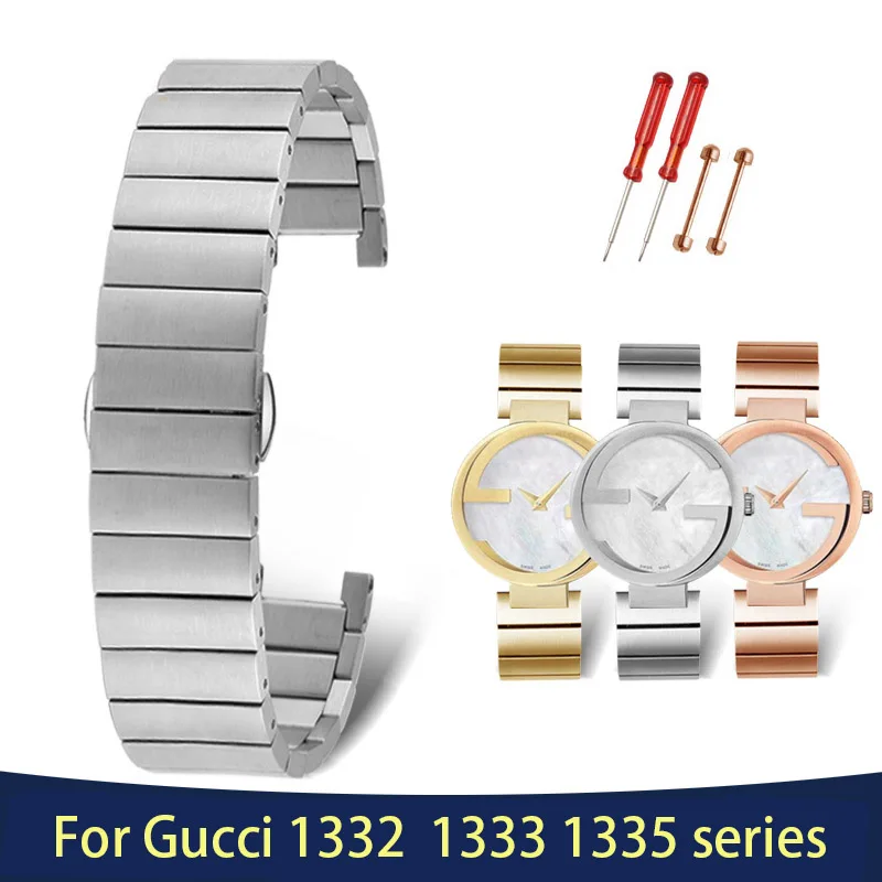 

Notched fine steel watch belt for Gucci watchband YA1332 1333 1335 series steel wristband Men's women's16*10mm 20*12mm Bracelet
