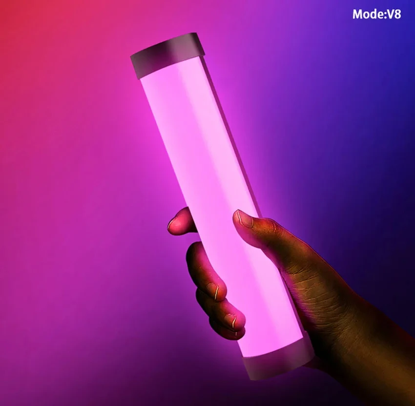 LUXCEO V8 LED 사진 조명, 휴대용 RGB 라이트 튜브 스틱, 비디오 소프트 라이트, 2000mAh 배터리 카메라 필, LUXCEO P200