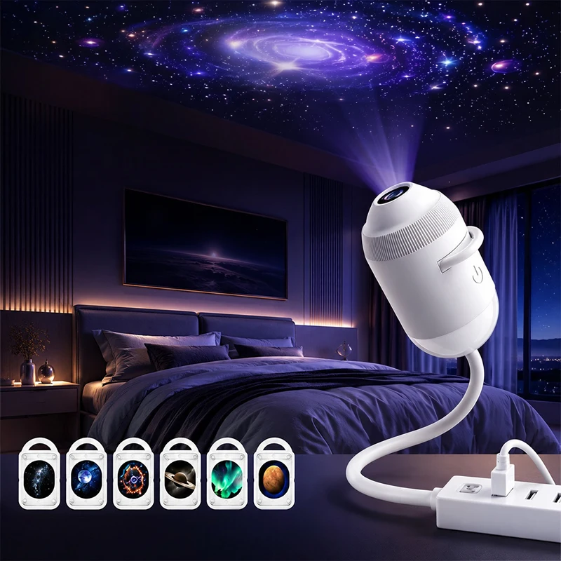 Starry Sky Night Light Projector - USB Powered Galaxy Ceiling Light for Bedroom and Car Decor