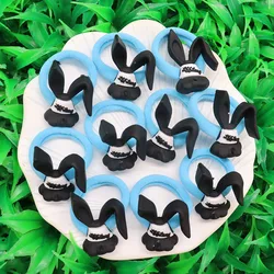 Elegant Black Bowknot Hair Accessories Set - 10Pc Elastic Scrunchies & Headbands (DEEP BLUE)