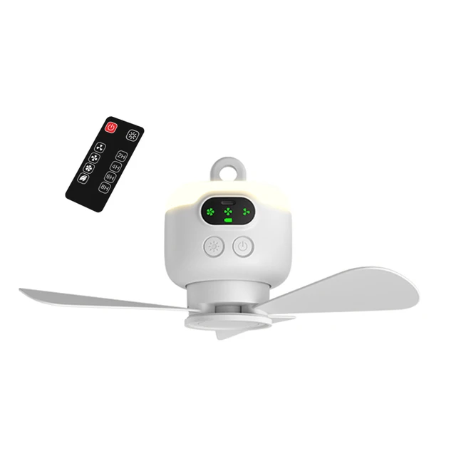 Hanging Fan Battery Operated Camping Fan with Remote Control Ceiling Fan with Light 3 Wind Speed for Emergency Survival 4