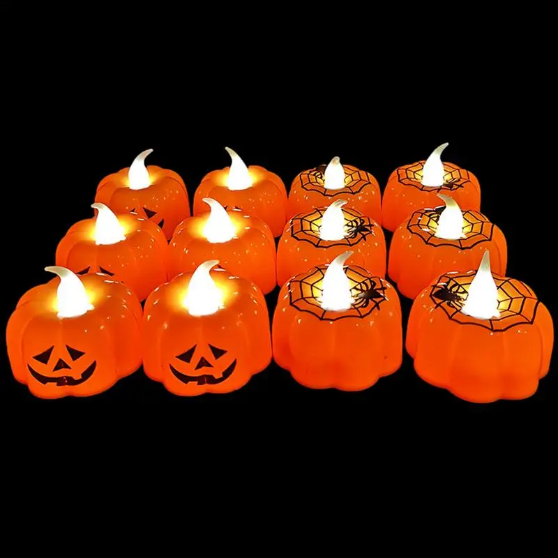 HalloweenPumpkinCandles12pcsFlamelessLEDPumpkinLightsHalloween