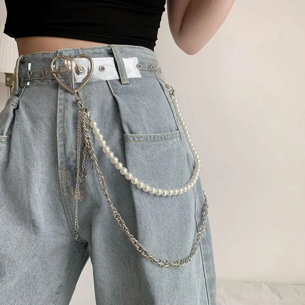

Women Girls HipHop Body Harness Butterfly Pearl Waist Chain Punk Waistband Layered Leather Belt Adjustable Strap
