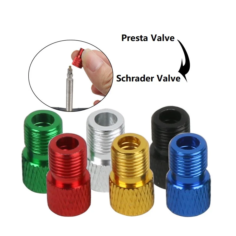 

4PCS Aluminum Alloy Bike Valve Adapter Convert Presta To Schrader Valve Bicycle Pump Air Nozzle Tube Tools Bicycle Accessories