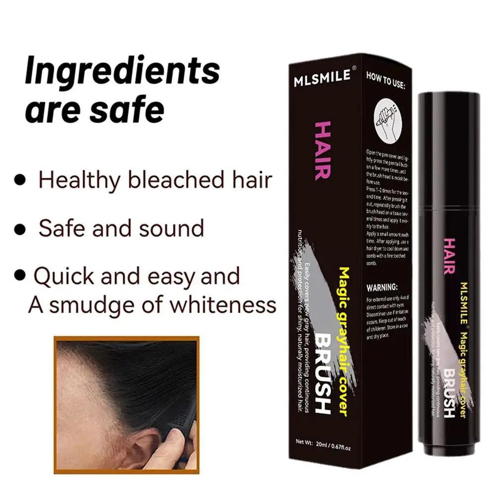 Dyeing Pen Brush Gray Hair Covering Disposable Re-dyeing Stick Hair Dye Pen 20ml
