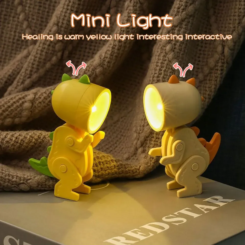 LED Night Light Mini Folding Desk Lamp Cute Pet Lights Dog Deer Dinosaur Flower Portable Night Light Student Living Room Decor