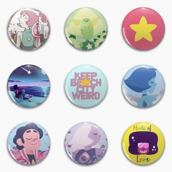 Enamel Pins Metal Pins Lapel Pins Cartoon Pins Metal Brooch Fashion Brooches Steven Universe Strawberry Field Pastel Peridot Portrait Home Soft Button Pin Customizable Collar Women Funny Brooch Jewelry