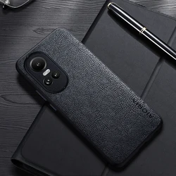 Elegant Luxury Leather Business Case for Oppo Reno10 Pro Plus - Simple Design Cover (Black)