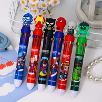 6-36pcs Cartoon Superhero Avengers 10 Colors Ballpoint Pen Press Pen Colored Markings Multifunctional Stationery Wholesle 2
