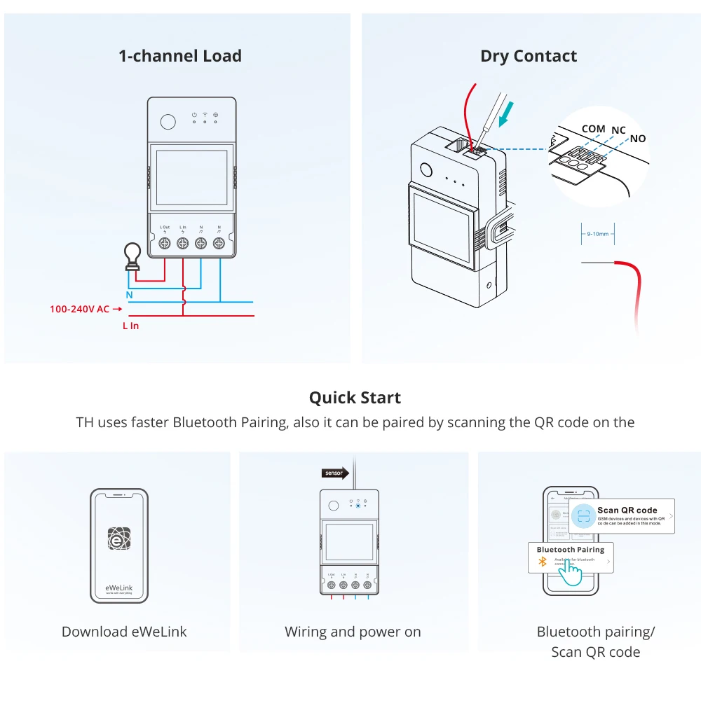 THR316D THR320D WiFi Smart Switch Temperature and Humidity Monitor Switch 16/20A
