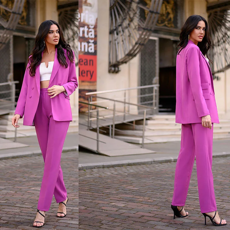 

2023 Spring Women Suit Set Blazer+Pants 2 Pcs Wedding Prom Dress Double Breasted Jacket Outfit Custom Size женский костюм