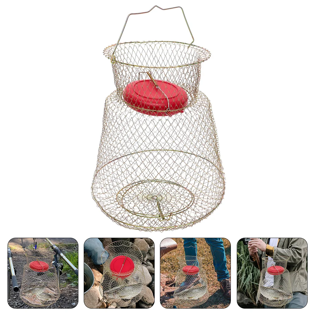 

Crab Basket Shrimp Fishing Catching Guard Metal Equipment Portable Netting Baskets Float Tube