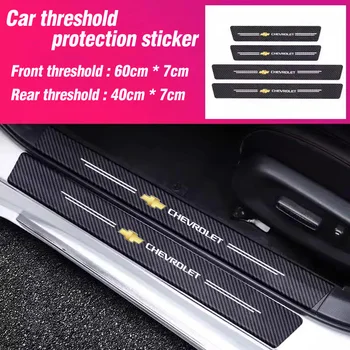 4Pcs Carbon Fiber Look Door Sill Protectors for Chevrolet Silverado Impala Malibu CruzeCamaro etc Scratch Resistant,Easy Install 1