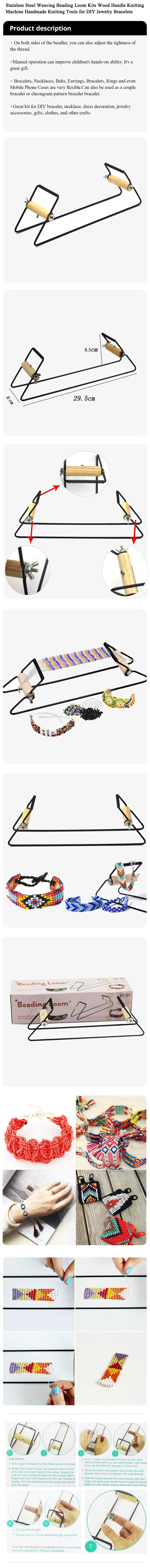 Description Picture 2 of itemStainless Steel Weaving Beading Loom Kits Wood Handle Knitting Machine Handmade Knitting Tools for DIY Jewelry Bracelets