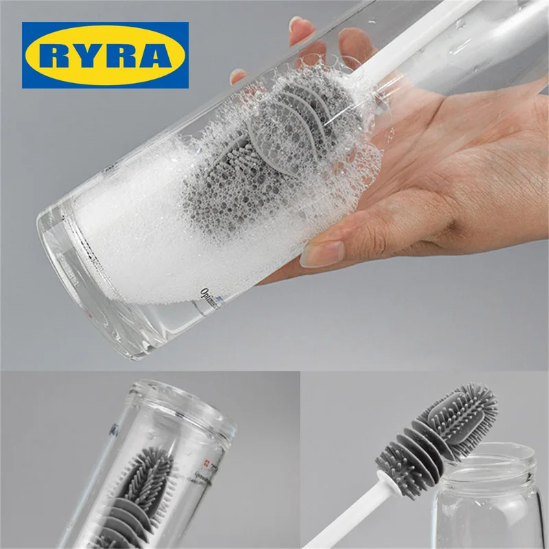 SiliconeMilkBottleBrushLongDrinkBottleGlassCupCleaningBrush