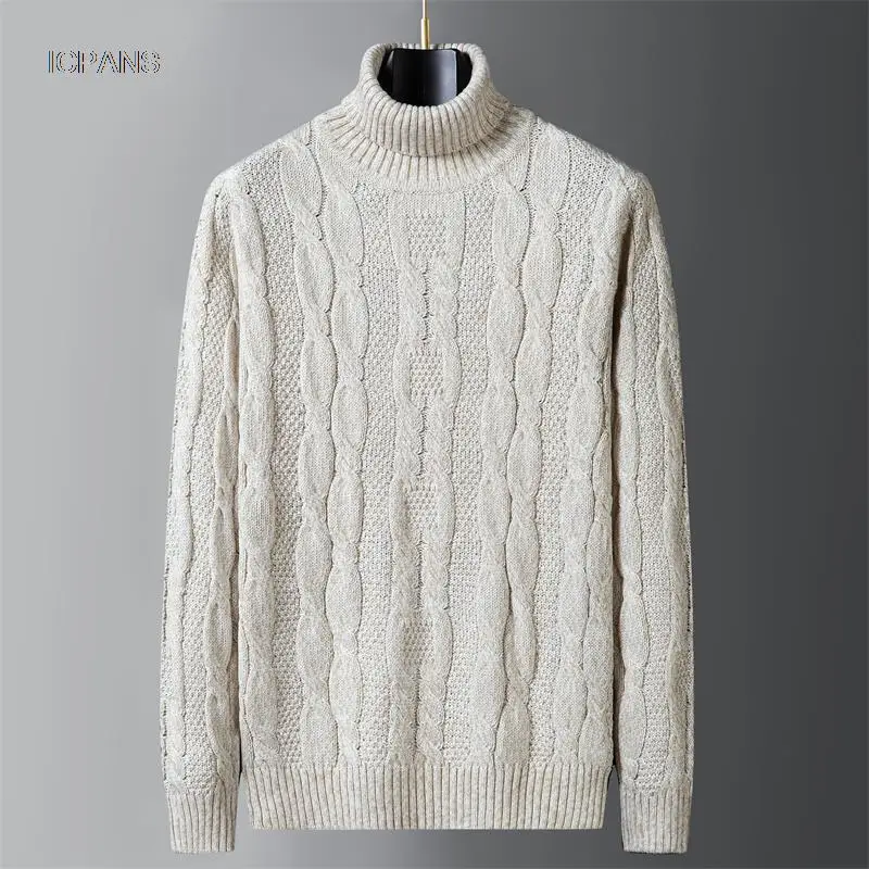 Turtleneck Mens Sweater Pullovers Korea Turtle Neck Autumn Sweater Harajuku Red White Fashion Jumper Men  Knitted Sweater Men 2021 autumn winterjapanese knitwear pullovers harajuku vintage sweater men new cartoon loose knitted sweater hip hop streetwear