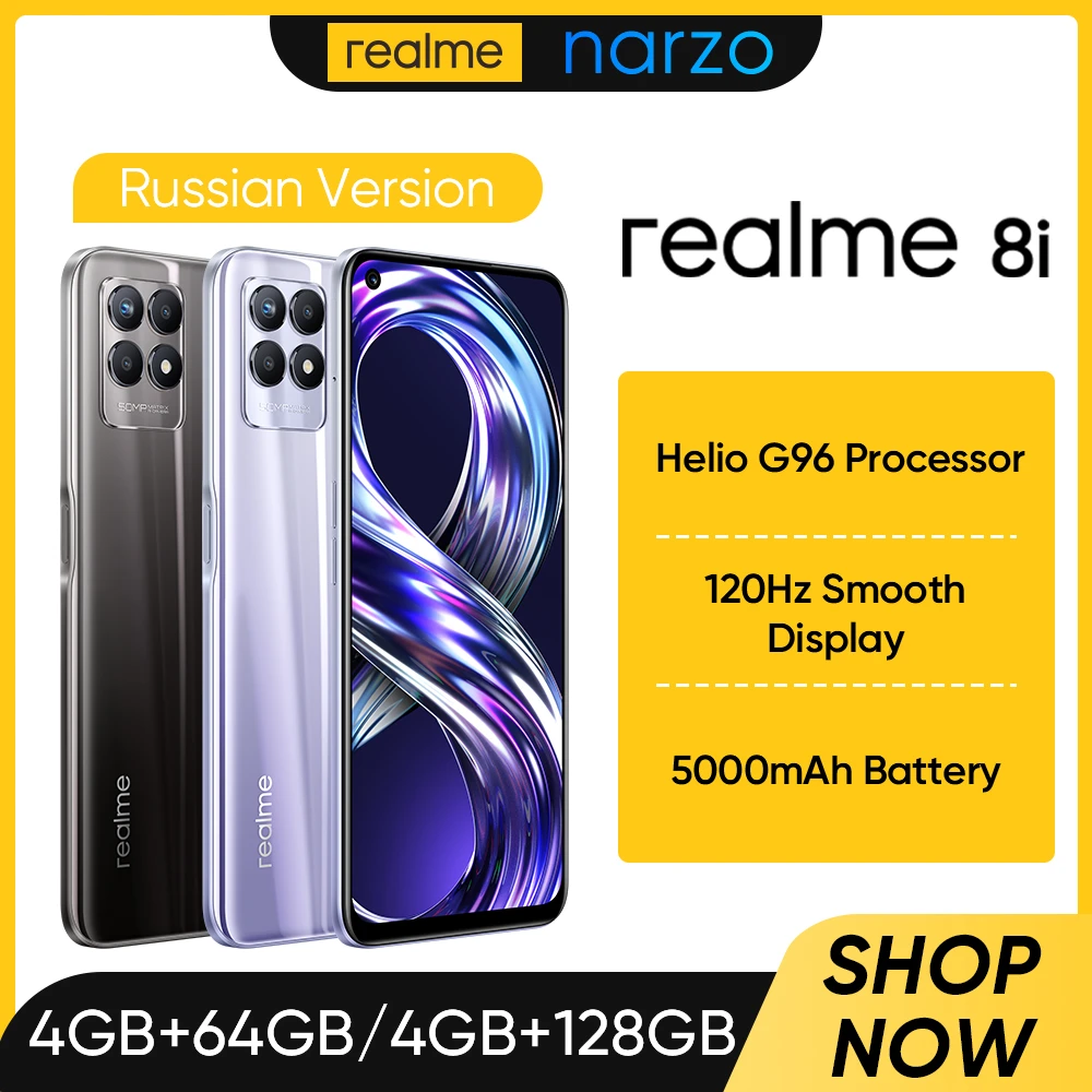 Realme 8i Smartphone 4gb 64gb / 4gb 128gb Russian Version 120hz Display ...