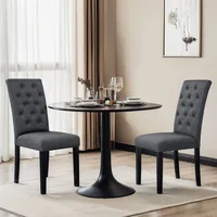 Modern Breathable Linen Fabric Dining Chair for Home/Kitchen/Living Room, Set of 2, 1