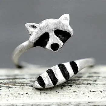 Creative New Raccoon Open Cute Fox Tail Animal Ring Jewelry As Gift for Women