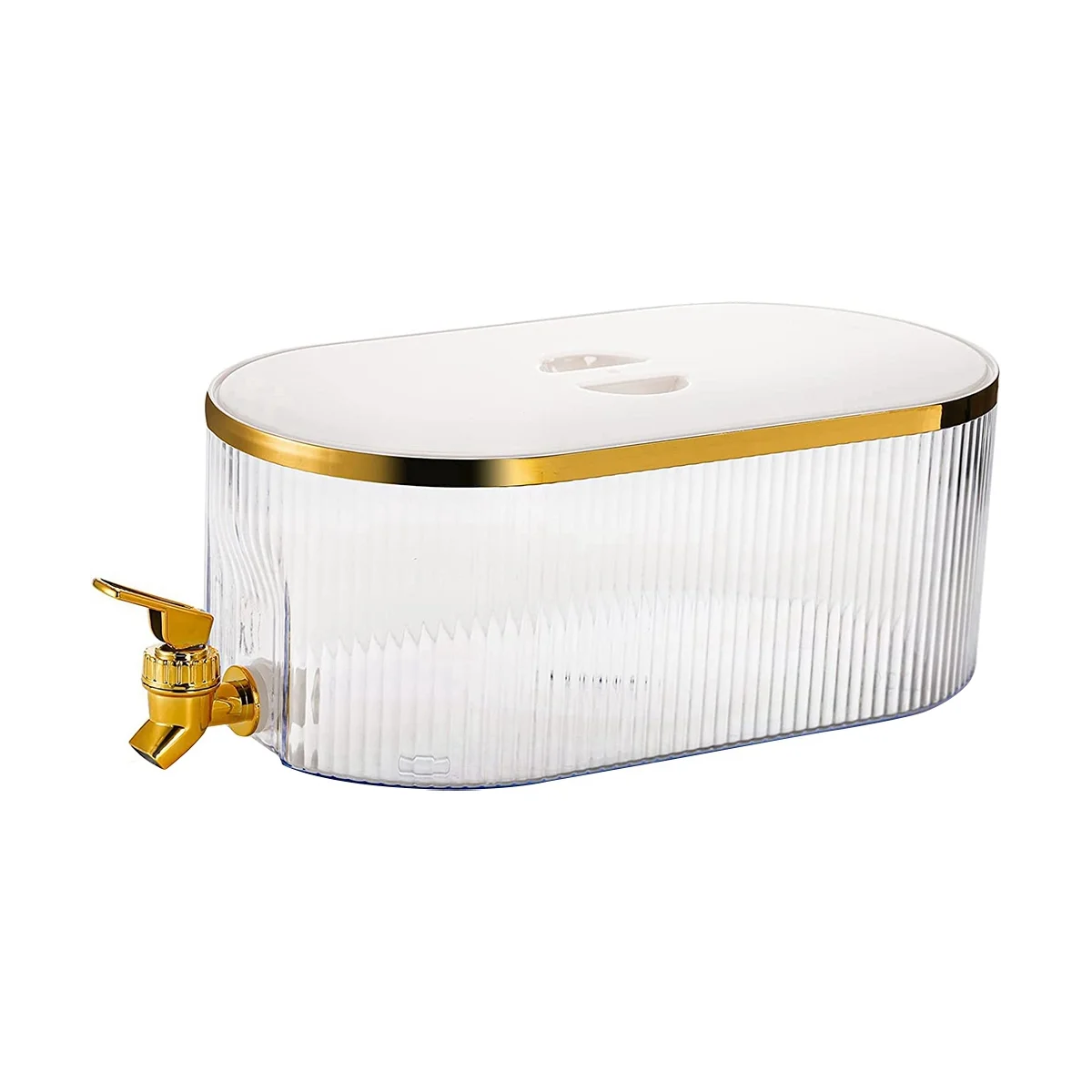 

Fridge Drink Dispenser with Gold Spigot,Square Plastic Drink Container Lemonade Milk Fruit Tea Dispenser Jug