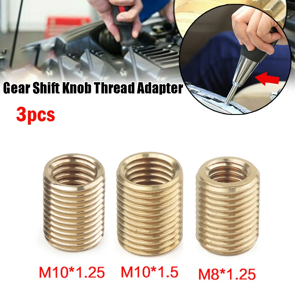 3Pc Aluminum Alloy Gear Shift Knob Thread Adapter Nut Insert Kit M10x1