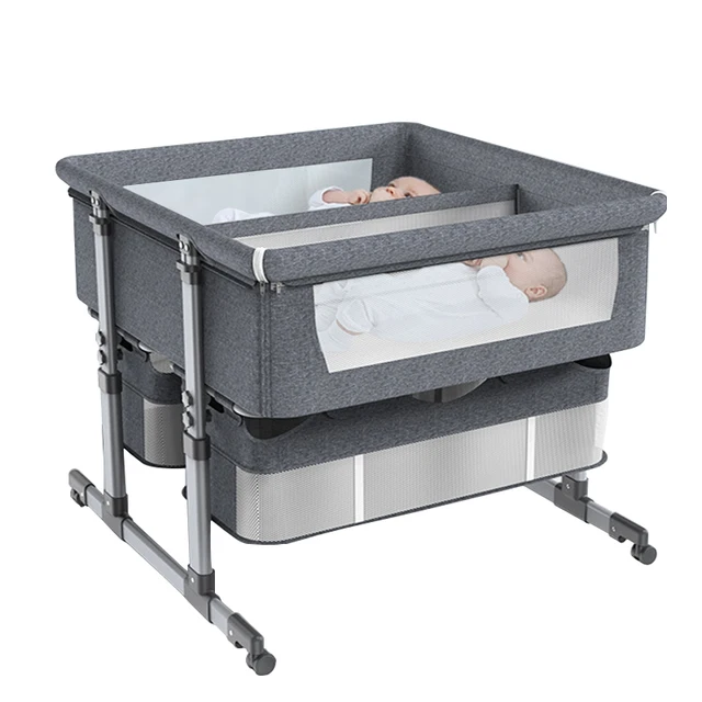Twin portable movable crib folding height adjustable splicing big bed baby crib bb bed 1
