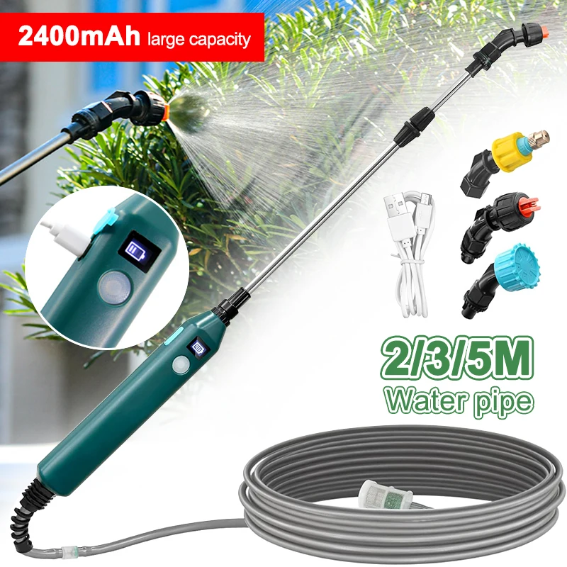 2400mAh Portable Electric Sprayer Wand with 3 Nozzles