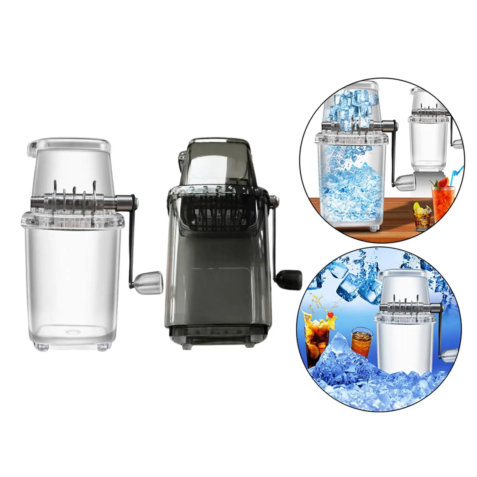 2pcs Multifunction Manual Ice Crusher Shredding Machine Mini Home DIY Snow Cone Stainless Steel Blades BPA Free