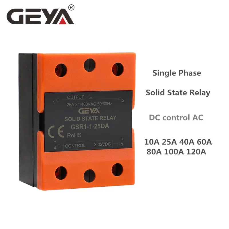 GEYA GSR1-1 Solid State Relay DC-AC DC-DC AC-AC Single Phase SSR 10A 25A 40A 60A 80A 100A 120A Without Cover - Image 2