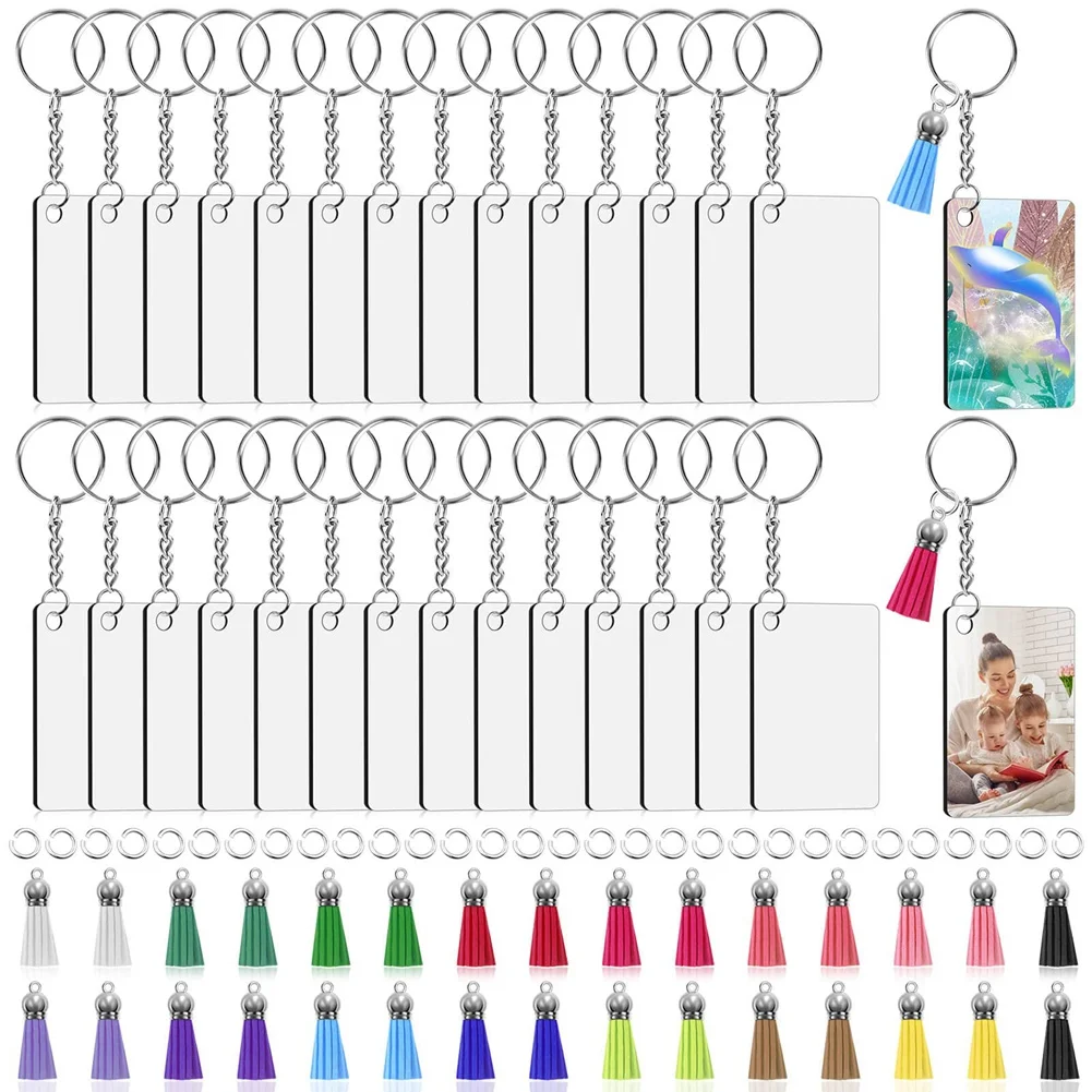 

Sublimation Keychain Blanks Bulk 120Pcs Keychain Blanks Set with Rectangle Sublimation Blanks,for DIY Keychain Crafting