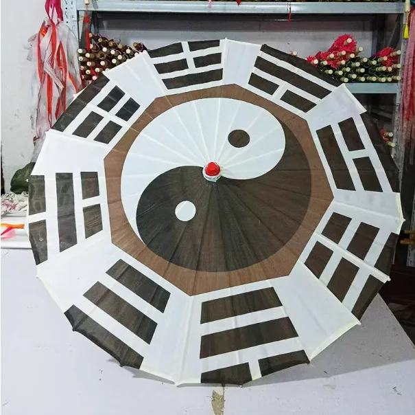 Tai Chi Bagua Silk Cloth Oil Paper Umbrella Handmade Twelve Zodiac Signs Dipper Seven Stars Yin Yang Fish Chinese Ancient nezha