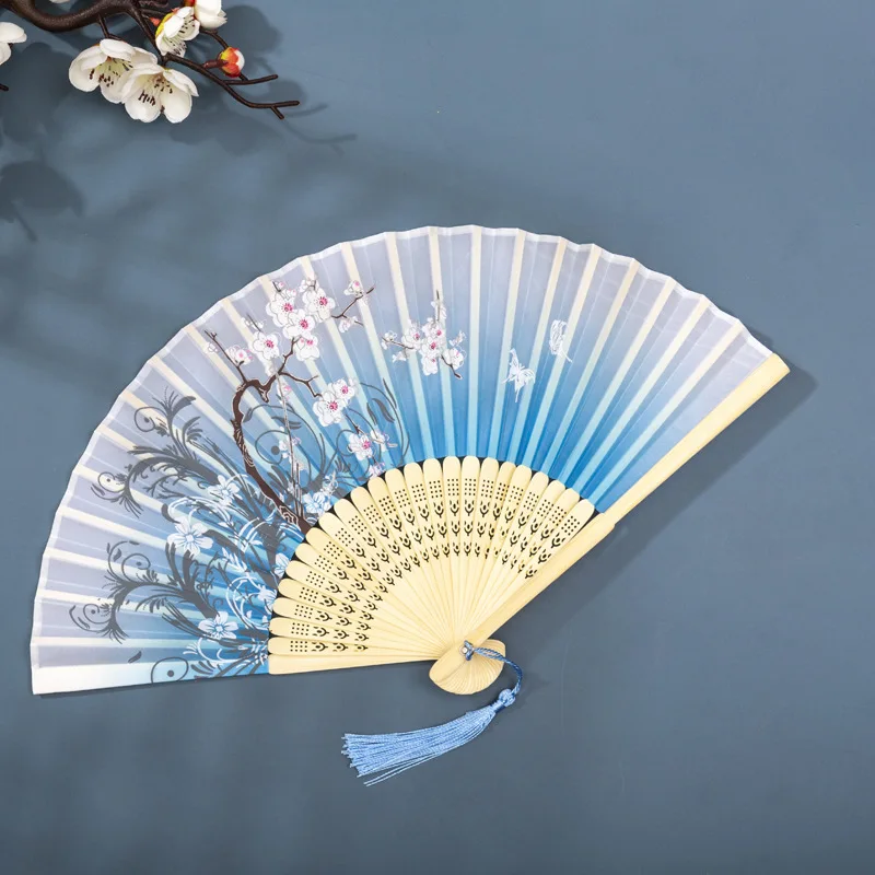 Foldable Silk Hand Fan - Bamboo Halloween Cosplay Prop  Party Decoration