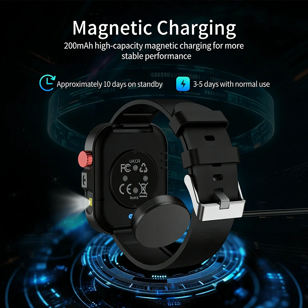 2026 New LED Flashlight Smart Watch Men Outdoor Sport Fitness Tracker Health Monitor 2.01 Inch Bluetooth Call Smartwatch 6