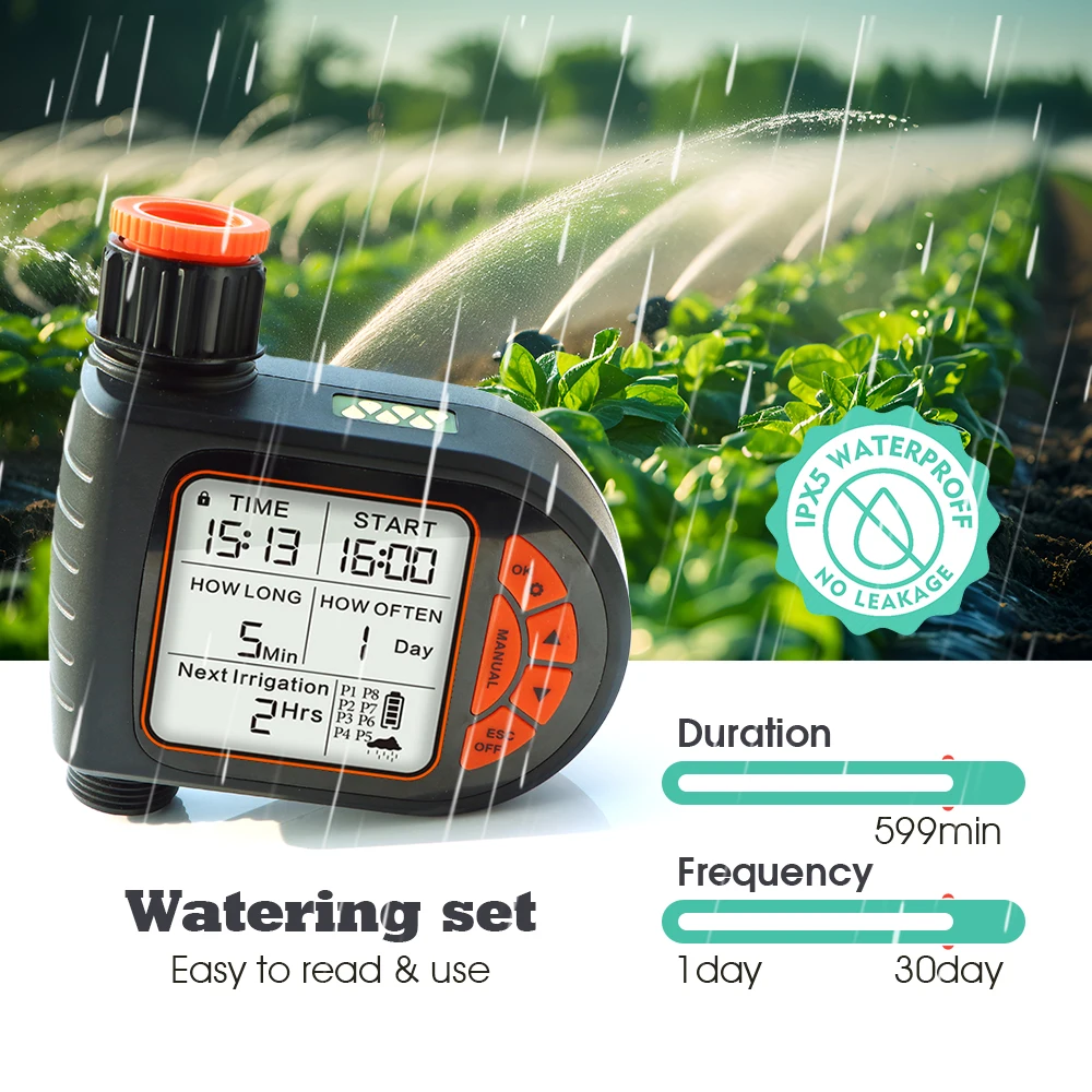 Garden Smart Rain Sensor Timer Automatic Watering Controller for Tap Hose Timing Irrigation Sprinkler IPX5 Waterproof LCD Displa 5