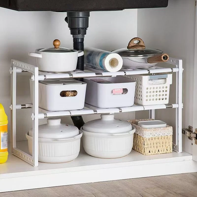 Minimally Designed Kitchen Decoration Scalable Kitchen Sink Storage Rack Cabinet Layered Rack Bathroom Sink Pipe Partition