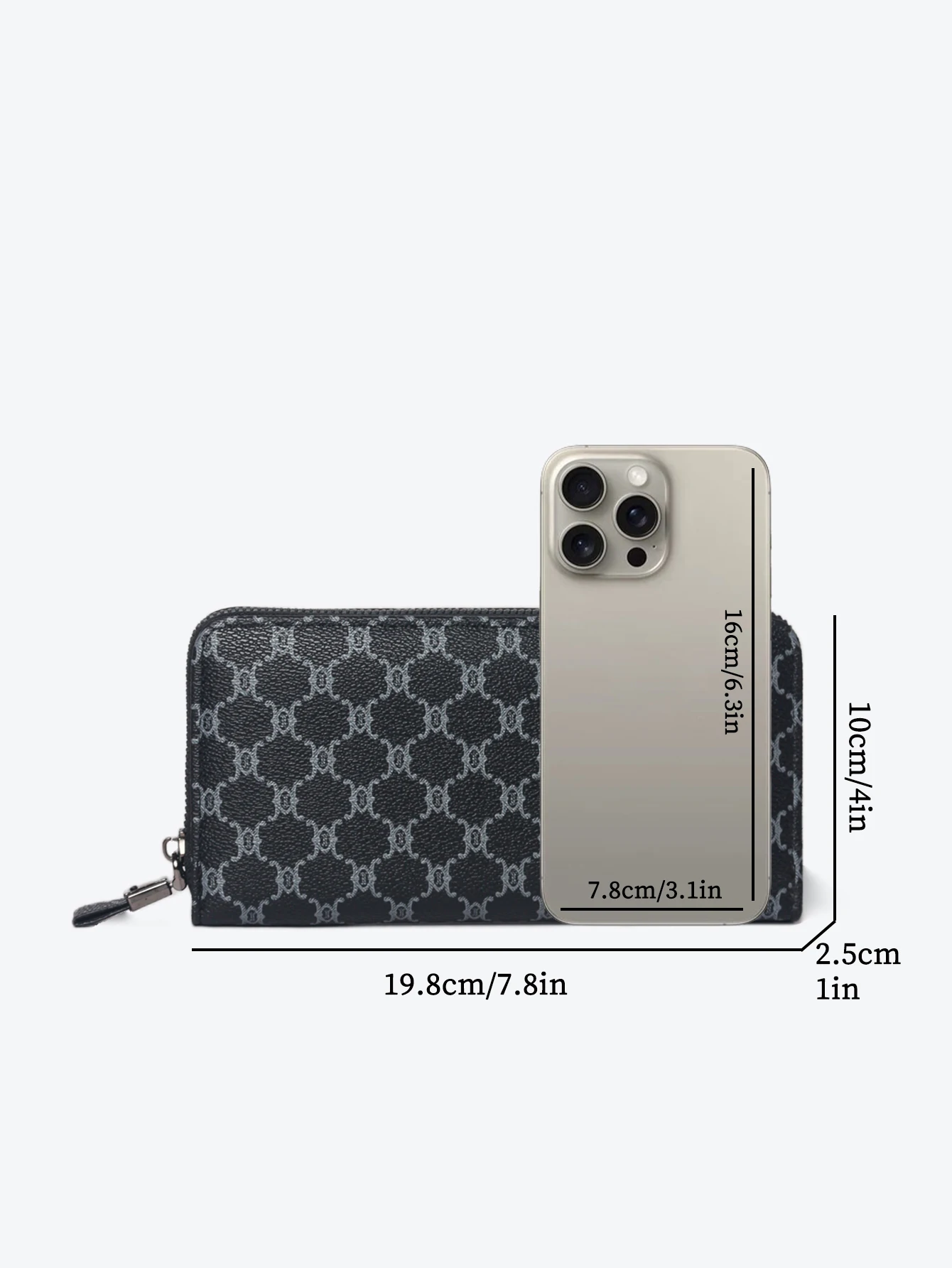 Men's Large Capacity Geometric Zipper Wallet with Multiple Compartments
